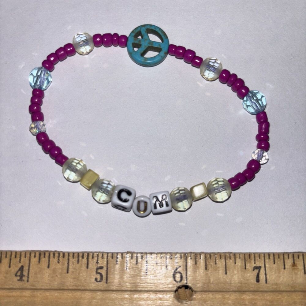 Multicolor “C*m” Bracelet Adult Humor Beaded Handmade Naughty Accessories